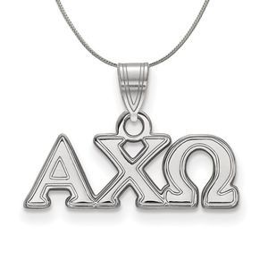Sterling Silver Alpha Chi Omega Small Greek Pendant Necklace - 16 Inch